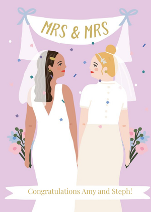 Moonpig Designers Mrs & Mrs Congratulations Wedding Day Card