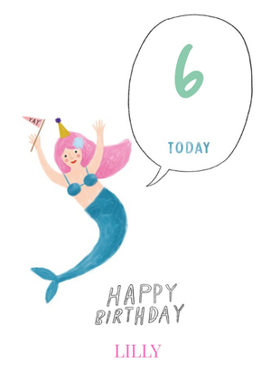 Moonpig Pigment Mermaid Swim Party Magic 6th Sea Six Birthday Card