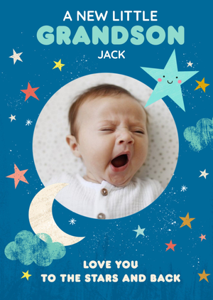 Moonpig Love You To The Stars And Back Cute New Baby Grandson Card