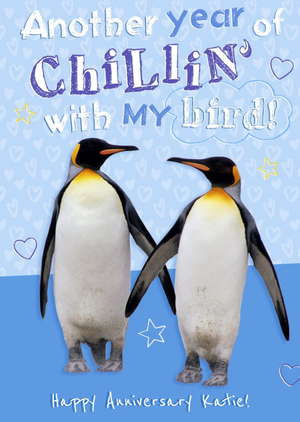 Moonpig Another Year Of Chillin' With My Bird Personalised Happy Anniversary Card