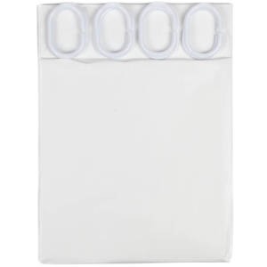 Benson White Shower Curtain 180 x 200cm – Water-Repellent Polyester with 12 Hooks