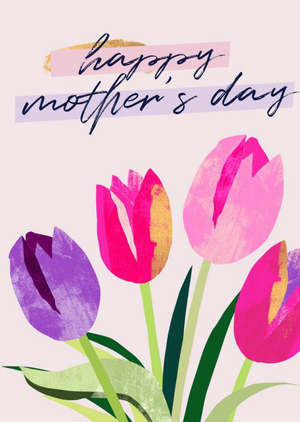 Moonpig Flora Floral Tulips Pink Happy Mother's Day Card