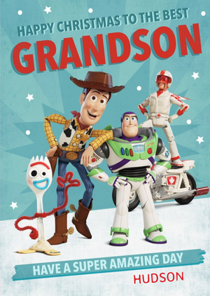 Toy Story 4 Characters Christmas Cards To The Best Grandson