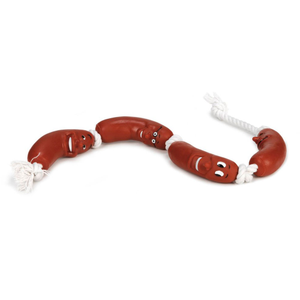 BEEZTEES Vinyl 4 Sausages on Rope Dog Toy