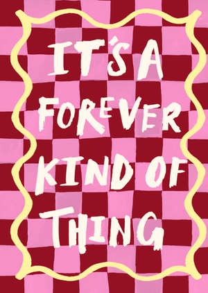 Eleanor Bowmer It's A Forever Kind Of Thing Chequered Typographic Card