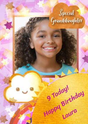 Moonpig Stars And Cloud Special Granddaughter Frame Photo Upload Birthday Card