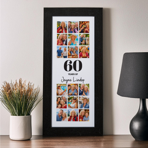 Personalised 60th Birthday Photo Collage Gift for Her with Custom Name & Age