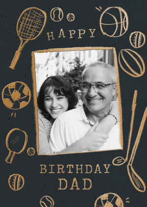 Moonpig Sport Illustrations Photo Upload Happy Birthday Dad Card