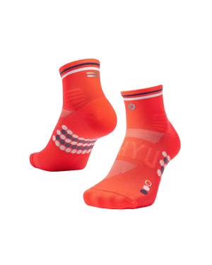 SHYU Racing Quarter Crew Socks - Poppy/White/Pencil