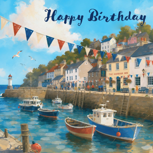 Moonpig Painted Seaside Harbour Birthday Card