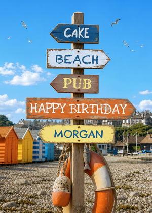 Moonpig Seaside Signpost Birthday Card
