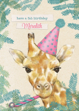 Moonpig Party Hat Giraffe Birthday Card