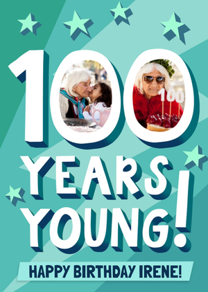 Moonpig 100 Years Young Photo Upload Birthday Card