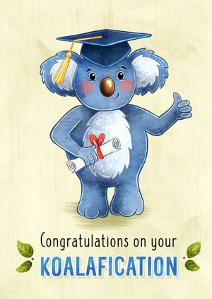 Moonpig Illustration Of A Koala Wearing A Mortarboard Hat Graduation Card
