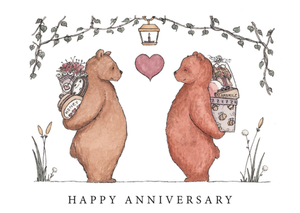 Moonpig 2 Bears Holding Presents Anniversary Card