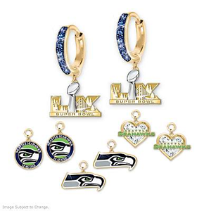 Seattle Seahawks Super Bowl LX Champions Hoop Earrings Set