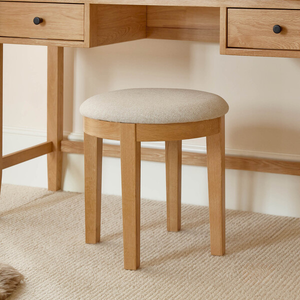 Corton Natural Oak Upholstered Dressing Table Stool