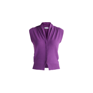 Draped Collar Knit Waistcoat In Purple (M)