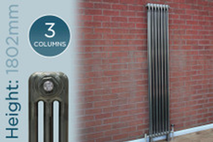 Trade Essentials Raw 3 Column Vertical Radiator 1802mm x 429mm