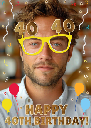 Moonpig Novelty Glasses 40th Birthday Photo Upload Card