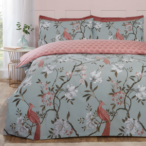 Paradise Duck Egg Cotton Rich Duvet Set Double Bed