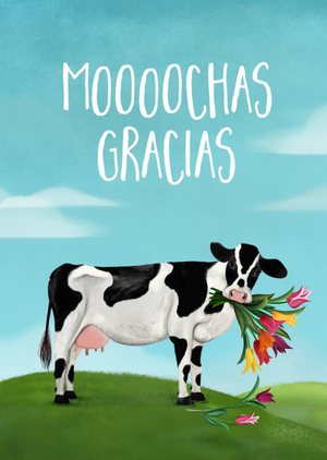 Moonpig Moooochas Gracias Illustrated Cow Thank You Card