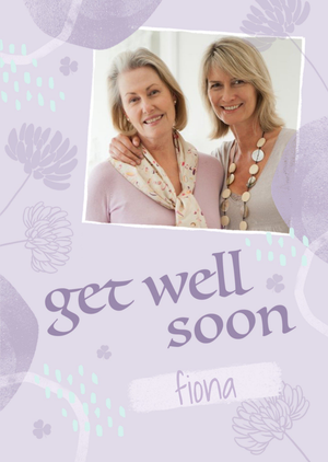 Moonpig Lilac Illustrated Photo Upload Get Well Soon Card