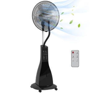HOMCOM Ventilador Nebulizador de 3 Velocidades con Temporizador 3 Modos y Ruedas Depósito 3L 44,5x38,5x120 cm Negro