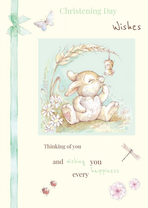 Moonpig Little Bunny Thinking Of You Personalised Christening Day Card