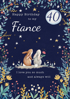 Moonpig Illustrated Foliage Frame Rabbits Photo Male Birthday Card