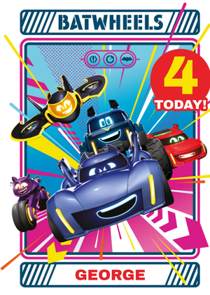 Batman Warner Bros Batwheels Car Characters 4 Today Birthday Card