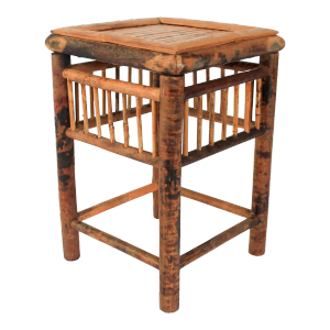 Boho Chic Square Burnt Bamboo Plant Stand / Pedestal