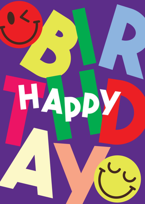 Moonpig S.w. Smiley Stacked Happy Birthday Typography Card
