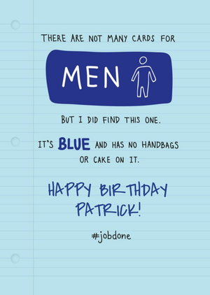 Moonpig Just For Men Personalised Birthday Card