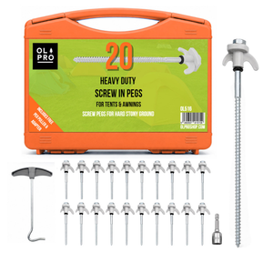 Screw in Hard Ground Rock Pegs Peg With 20pcs Adaptor and Peg Puller