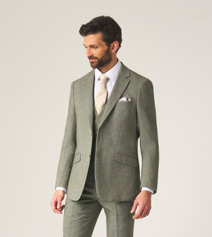 Jude Suit Tailored Jacket Sage Green Tweed Herringbone
