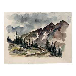 Henry Emil Salloch Original Watercolor on Paper of Mountain Pass, 1956.