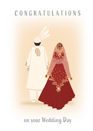 Moonpig Roshah Designs Illustrated Asian Wedding Couple Wedding Card