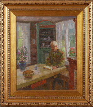 Original Mid Century Norwegian Interior Oil Painting by Karl Vilhelm Anstensen 1978