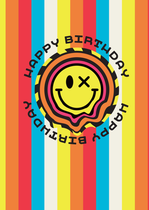 Moonpig S.w. Smiley Colourful Stripes Happy Birthday Card