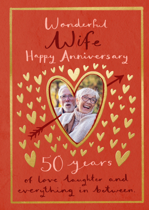 Moonpig Wonderful Wife 50 Years Happy Anniversary Photo Upload Card