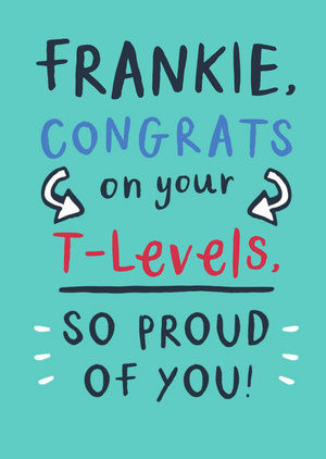 Moonpig Modern Congrats On Your T-Levels Pass Typographic Exams Card