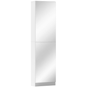 HOMCOM Zapatero 5 Estantes Puertas Reversibles Cierre Amortiguado Espejo Color Blanco.