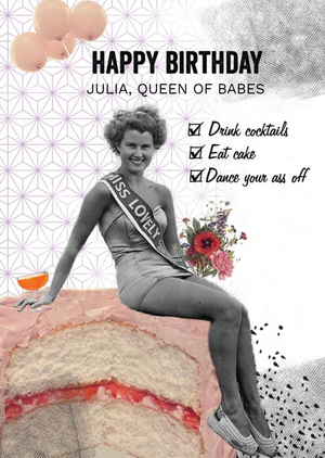Moonpig Queen Of Babes Personalised Happy Birthday Card