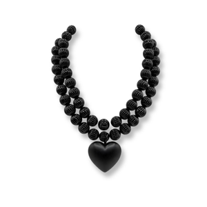 Amour Matte Black Heart Necklace (17")