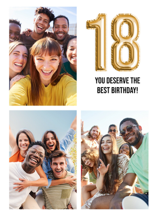 Moonpig Gold Balloon Numbers 18th Birthday Photo Upload Card