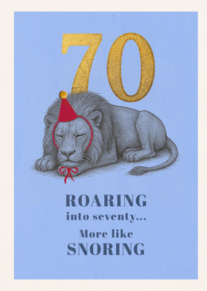 Moonpig Roaring Into Seventy Illustrated Birthday Card