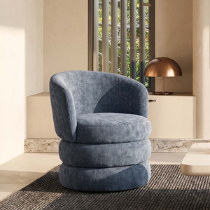 Blue Chenille Fabric Tilly Accent Swivel Chair