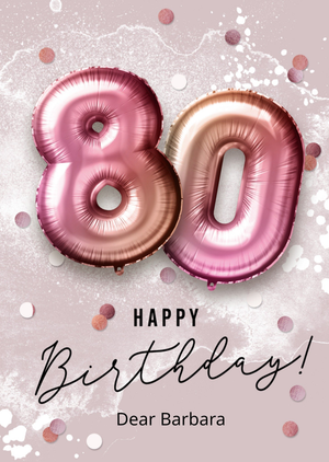 Luckz Happy Birthday Pink Balloons 80th Birthday Card