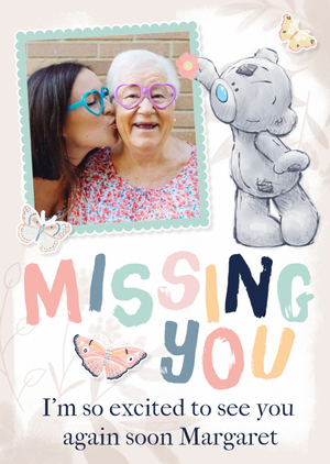 Me To You Tatty Teddy Missing You Butterfly Neutral Coloured Photo Upload Card